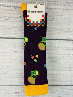 Socks n Socks Women's One Size Knee High Gramophone Record Theme Socks - NEW